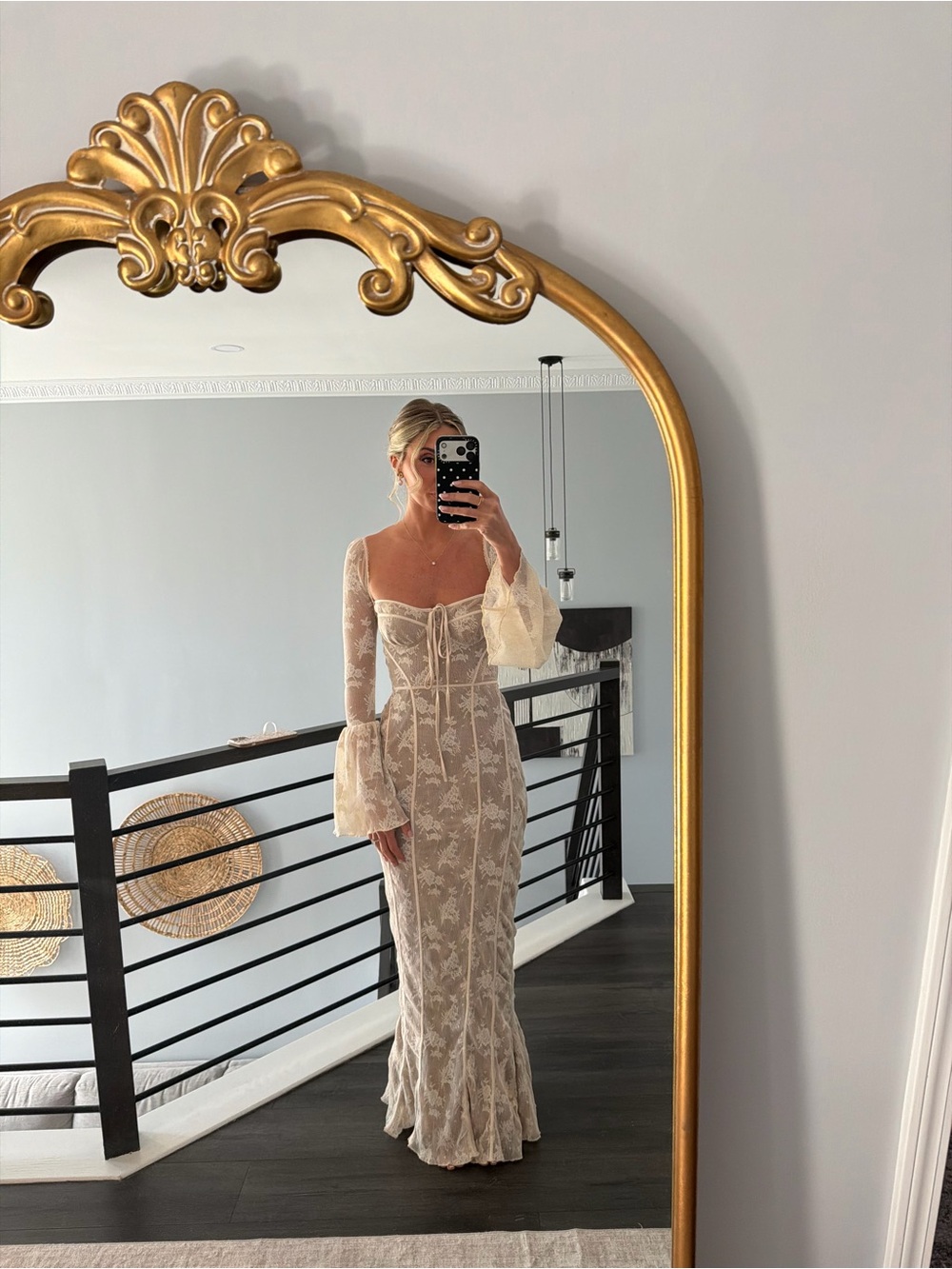 House of CB Delilah Floral Long Sleeve Lace Maxi Dress